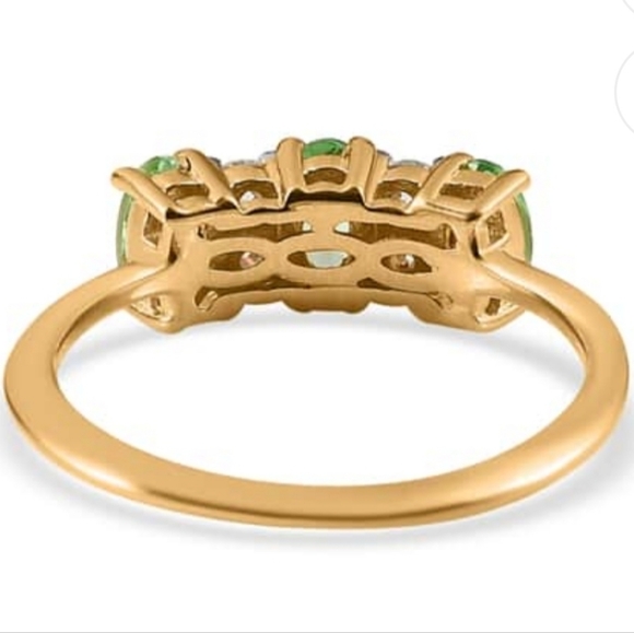 Genuine Tsavorite Garnets & Moissanite Ring 18k Gold over 925 Size 8! NEW - Picture 5 of 6